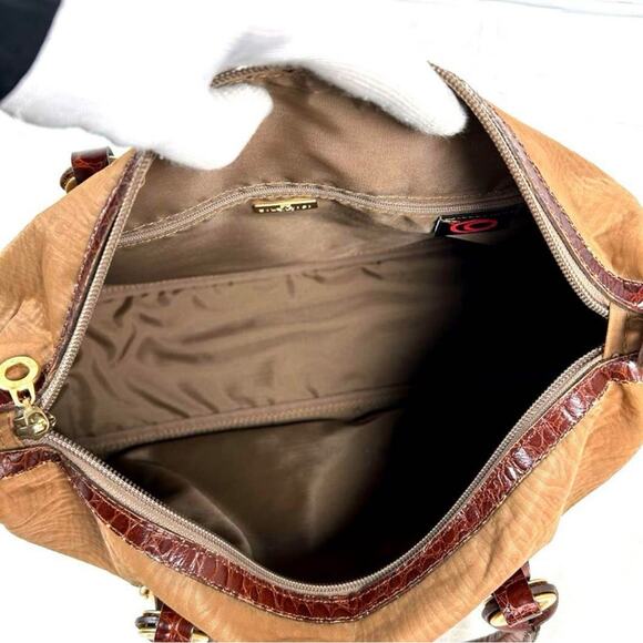 Balenciaga BB Logo Croc-Embossed Nylon Tote Bag Gold Hardware Handbag ✨ - Picture 4 of 11